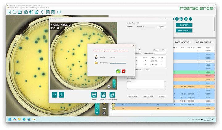 Gestion des comptes 21 CFR logiciel Scan